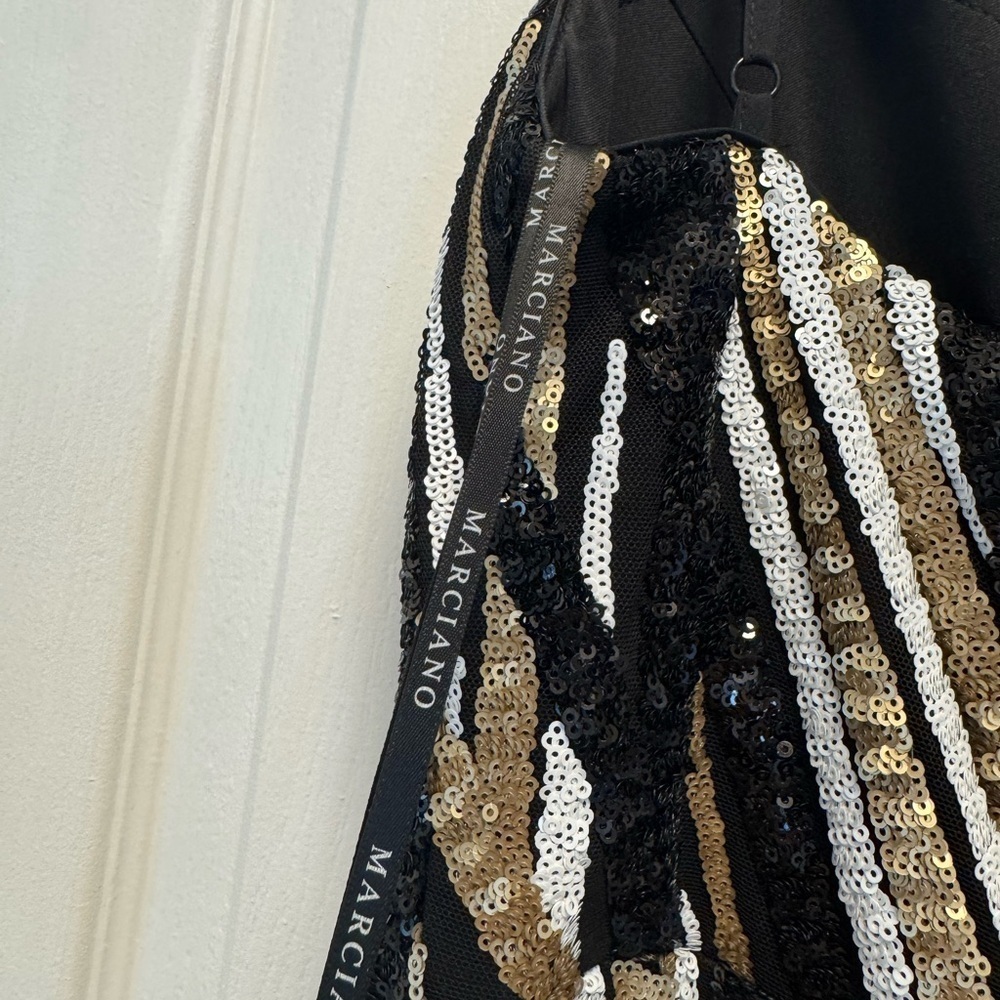 Marciano Black and Gold Sequin Backless Dress - Picture 9 of 11